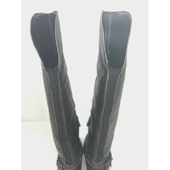 Vince Camuto Bethany Knee High Equestrian Boots Size 6M Brown Distressed Leather - Picture 7 of 12